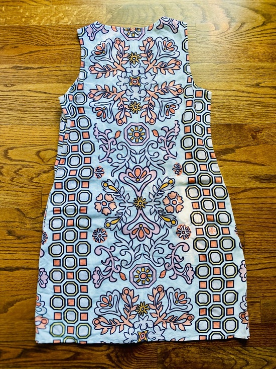 Tory Burch Hicks Garden Party Linen Blend Mini Dress Blue Pink Print Shift S/P - Picture 3 of 9